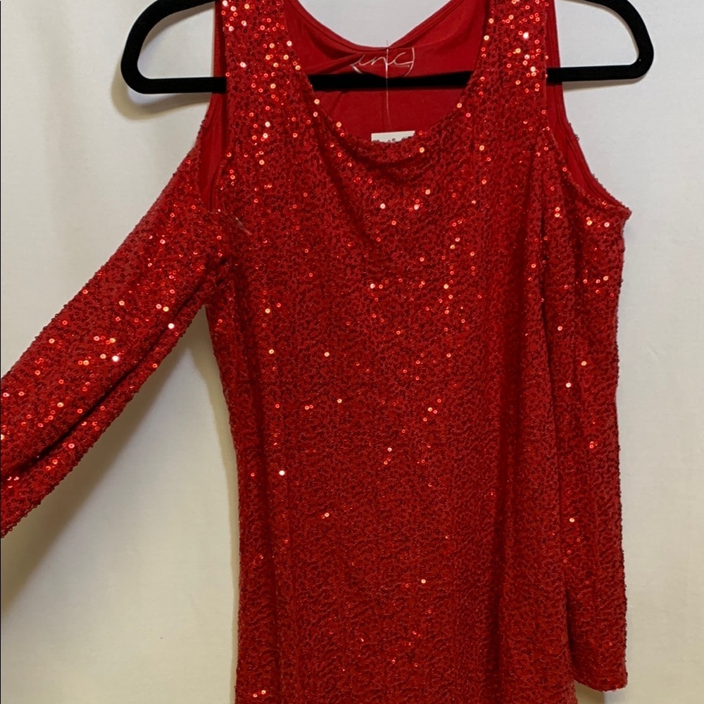 INC Red Sequin Top - Picture 3 of 4
